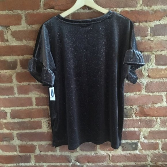 NEW Old Navy Velvet Bell Sleeve Ruffle Top Size Large - Picture 3 of 4